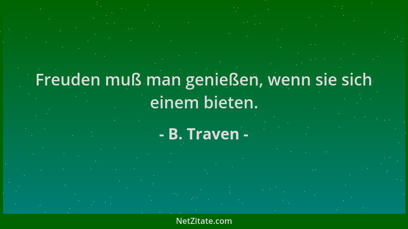 B. Traven - Freuden muß man genießen, wenn sie sich einem bieten....