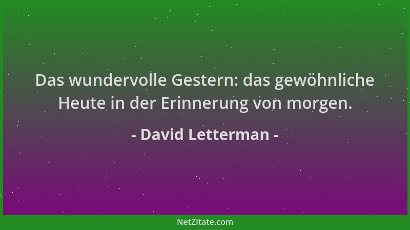 David Letterman - Das wundervolle Gestern: das gewöhnliche Heute in der Erinnerung von morgen....