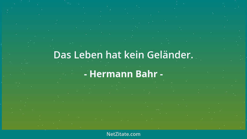 Hermann Bahr - Das Leben hat kein Geländer....