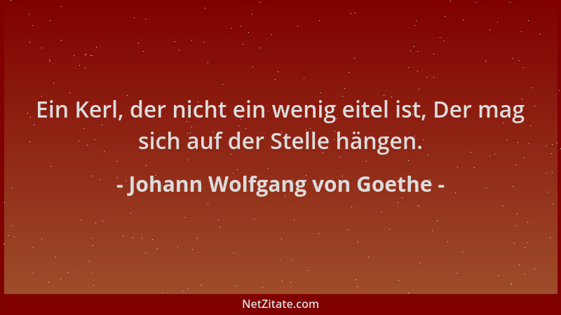 Johann Wolfgang von Goethe - Ein Kerl, der nicht ein wenig eitel ist, Der mag sich auf der Stelle hängen....