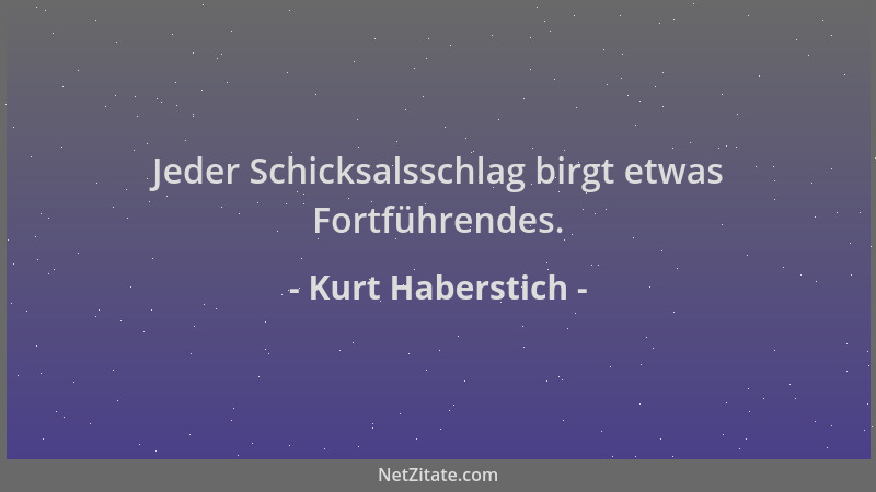 Kurt Haberstich - Jeder Schicksalsschlag birgt etwas Fortführendes....