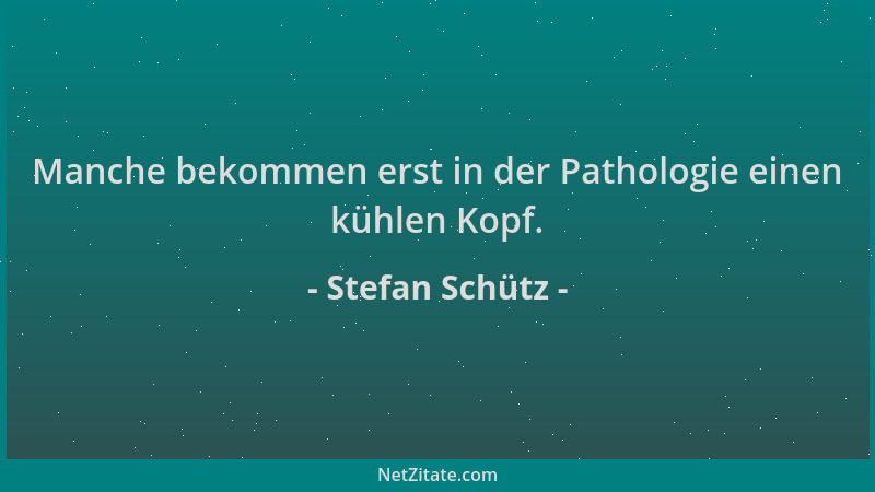 Stefan Schütz - Manche bekommen erst in der Pathologie einen kühlen Kopf....