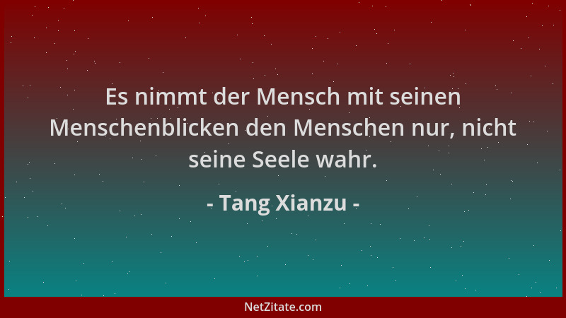 Tang Xianzu - Es nimmt der Mensch mit seinen Menschenblicken den Menschen nur, nicht seine Seele wahr....