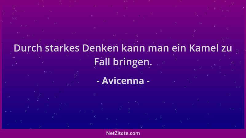 Avicenna - Durch starkes Denken kann man ein Kamel zu Fall bringen....