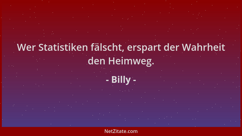 Billy - Wer Statistiken fälscht, erspart der Wahrheit den Heimweg....