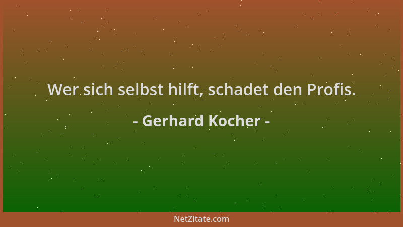 Gerhard Kocher - Wer sich selbst hilft, schadet den Profis....