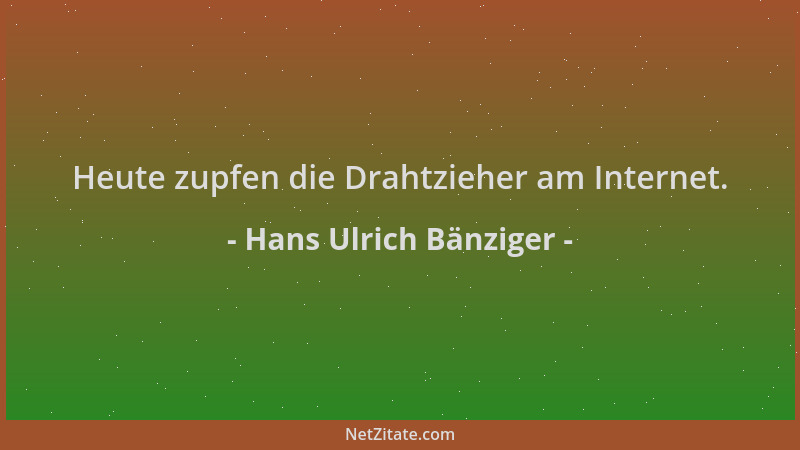 Hans Ulrich Bänziger - Heute zupfen die Drahtzieher am Internet....