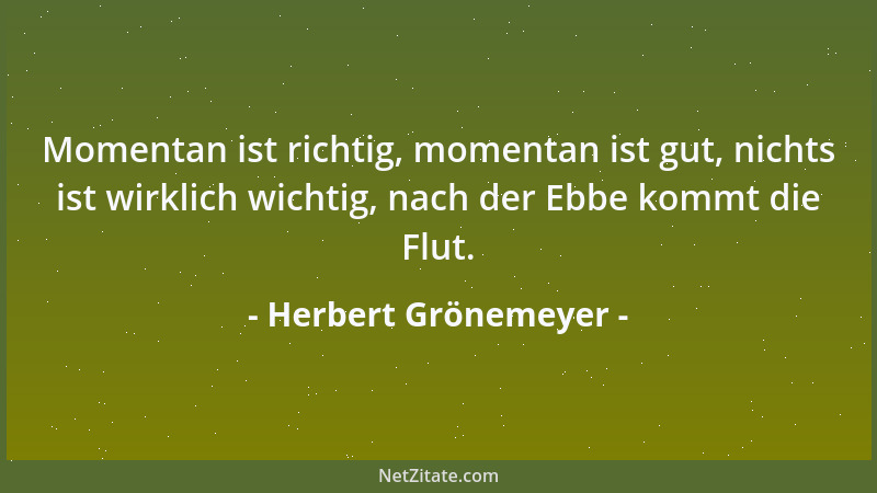 Herbert Grönemeyer - Momentan ist richtig, momentan ist gut, nichts ist wirklich wichtig, nach der Ebbe kommt die Flut....