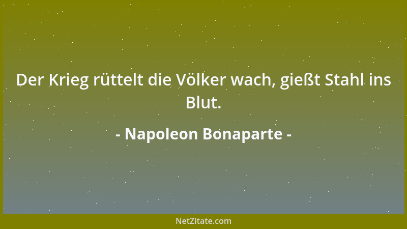 Napoleon Bonaparte - Der Krieg rüttelt die Völker wach, gießt Stahl ins Blut....