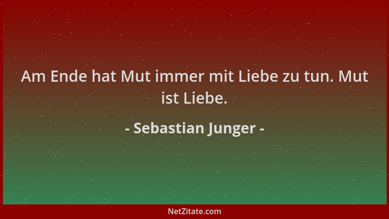 Sebastian Junger - Am Ende hat Mut immer mit Liebe zu tun. Mut ist Liebe....