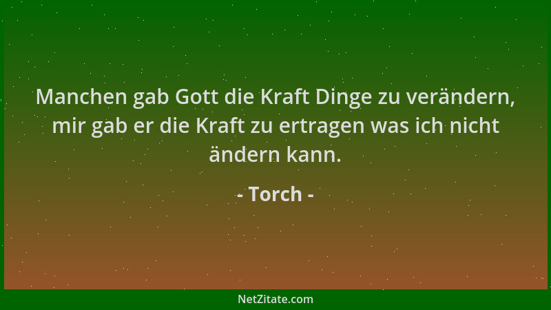 Torch - Manchen gab Gott die Kraft Dinge zu verändern, mir gab er die Kraft zu ertragen was ich nicht ändern kann....