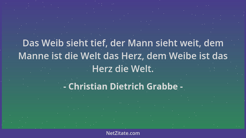 Christian Dietrich Grabbe - Das Weib sieht tief, der Mann sieht weit, dem Manne ist die Welt das Herz, dem Weibe ist das He...