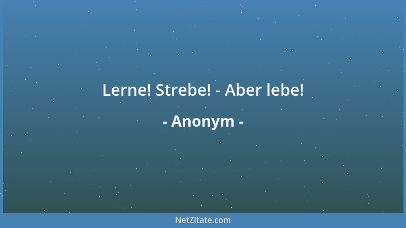 Anonym - Lerne! Strebe! - Aber lebe!...