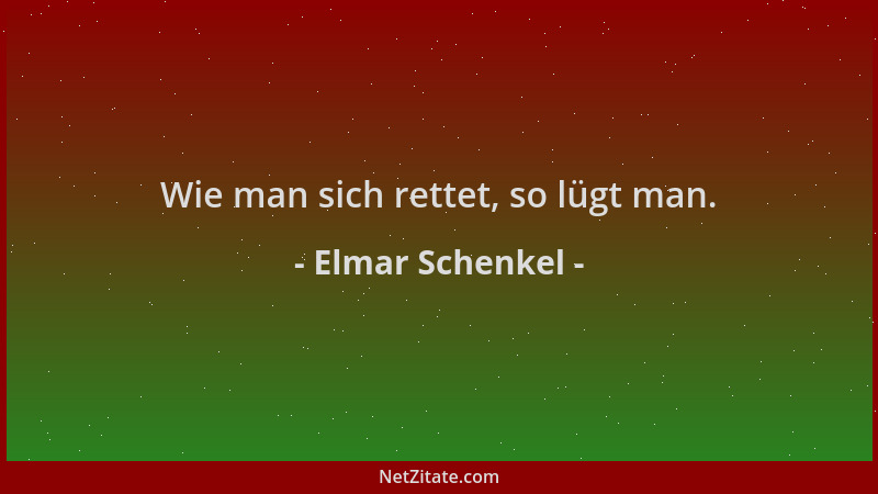 Elmar Schenkel - Wie man sich rettet, so lügt man....