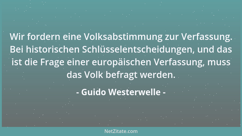 Guido Westerwelle - Wir fordern eine Volksabstimmung zur Verfassung. Bei historischen Schlüsselentscheidungen, und das ist...