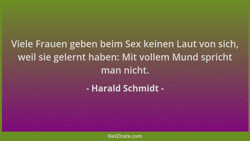 Harald Schmidt - Viele Frauen geben beim Sex keinen Laut von sich, weil sie gelernt haben: Mit vollem Mund spricht man nich...