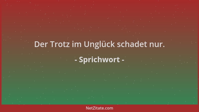 Sprichwort - Der Trotz im Unglück schadet nur....
