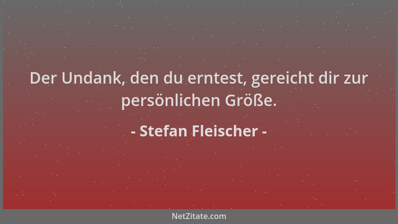Stefan Fleischer - Der Undank, den du erntest, gereicht dir zur persönlichen Größe....