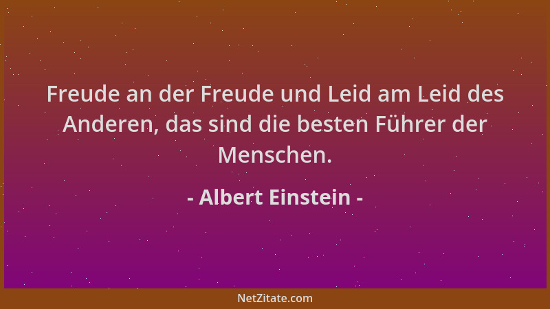 Albert Einstein - Freude an der Freude und Leid am Leid des Anderen, das sind die besten Führer der Menschen....