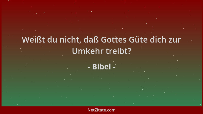 Bibel - Weißt du nicht, daß Gottes Güte dich zur Umkehr treibt?...