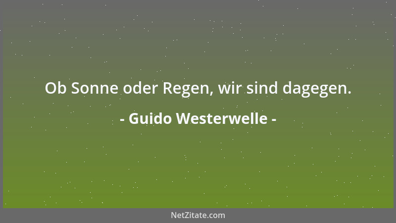 Guido Westerwelle - Ob Sonne oder Regen, wir sind dagegen....