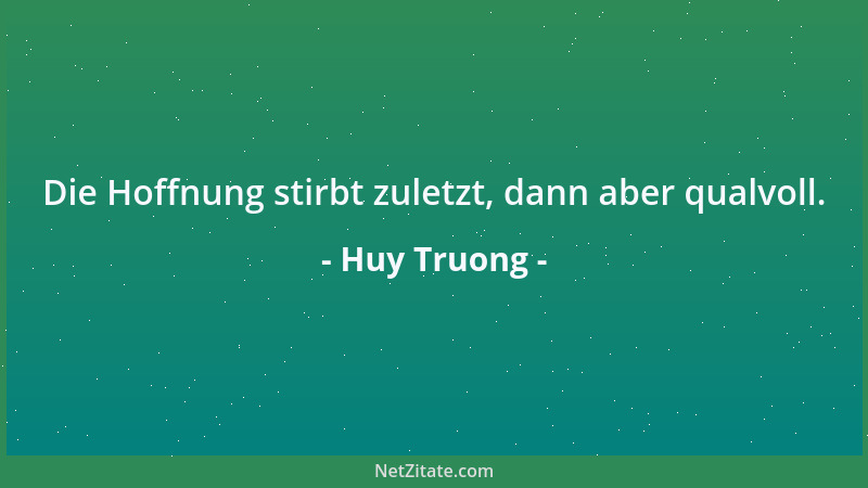 Huy Truong - Die Hoffnung stirbt zuletzt, dann aber qualvoll....