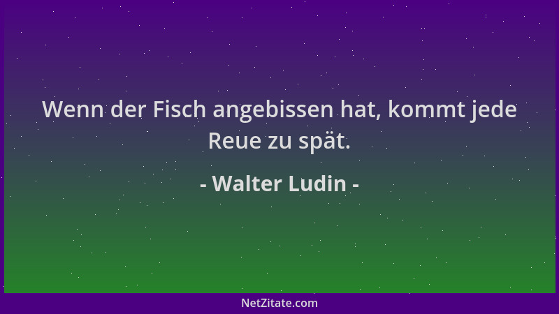 Walter Ludin - Wenn der Fisch angebissen hat, kommt jede Reue zu spät....