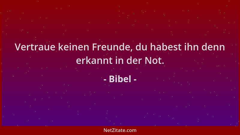 Bibel - Vertraue keinen Freunde, du habest ihn denn erkannt in der Not....