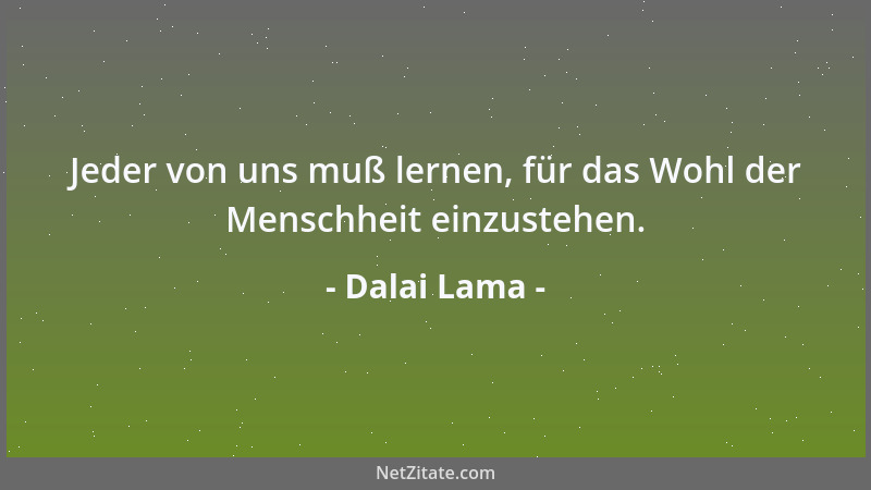 Dalai Lama - Jeder von uns muß lernen, für das Wohl der Menschheit einzustehen....