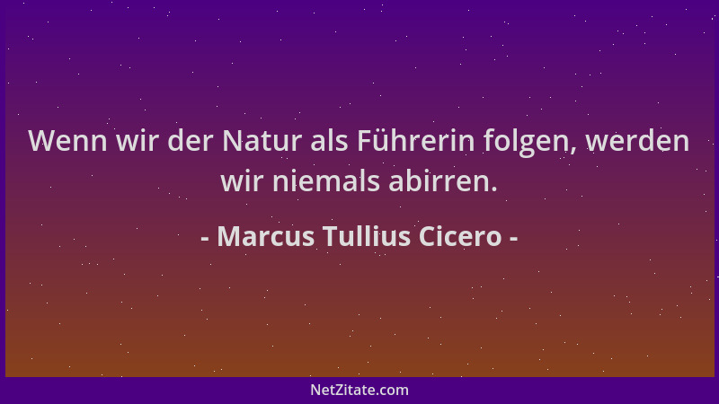 Marcus Tullius Cicero - Wenn wir der Natur als Führerin folgen, werden wir niemals abirren....
