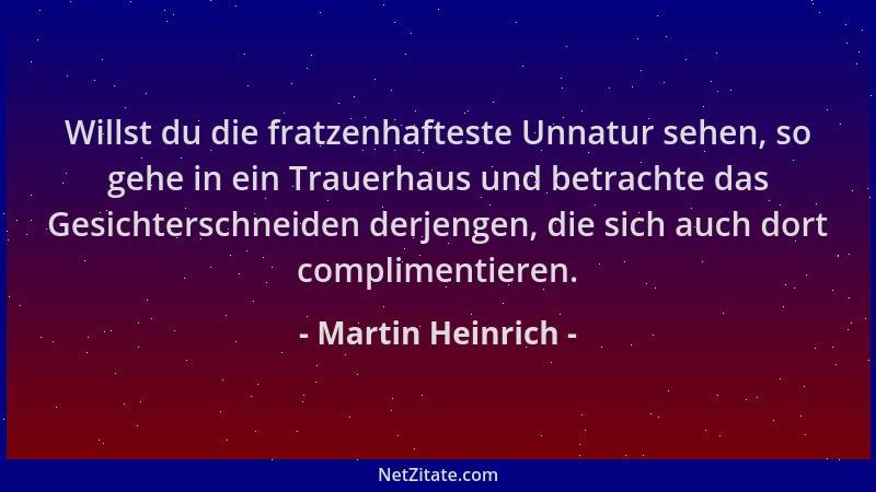 Martin Heinrich - Willst du die fratzenhafteste Unnatur sehen, so gehe in ein Trauerhaus und betrachte das Gesichterschneid...
