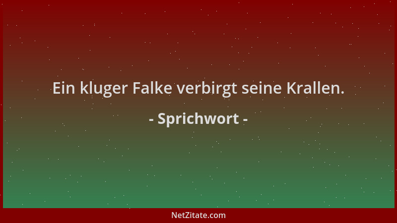 Sprichwort - Ein kluger Falke verbirgt seine Krallen....