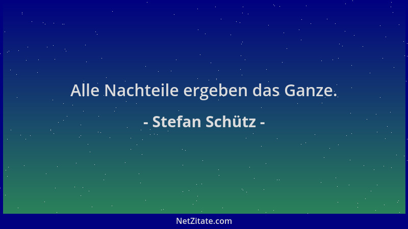 Stefan Schütz - Alle Nachteile ergeben das Ganze....
