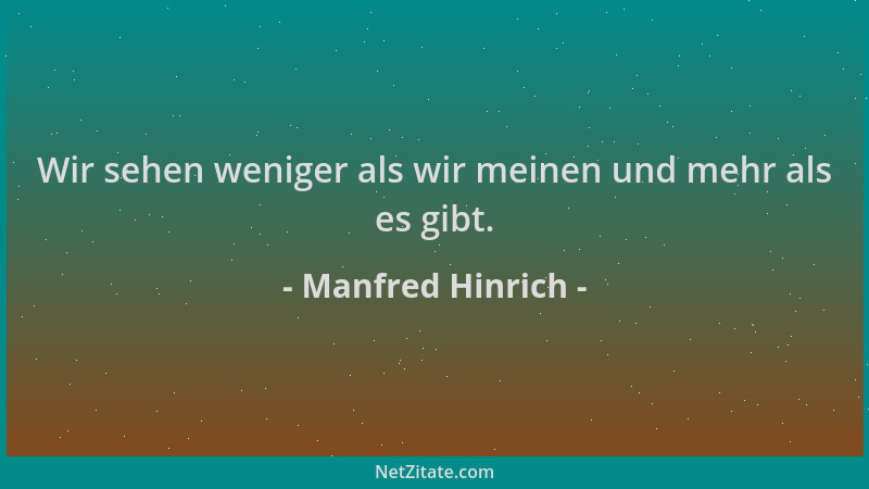 Manfred Hinrich - Wir sehen weniger als wir meinen und mehr als es gibt....