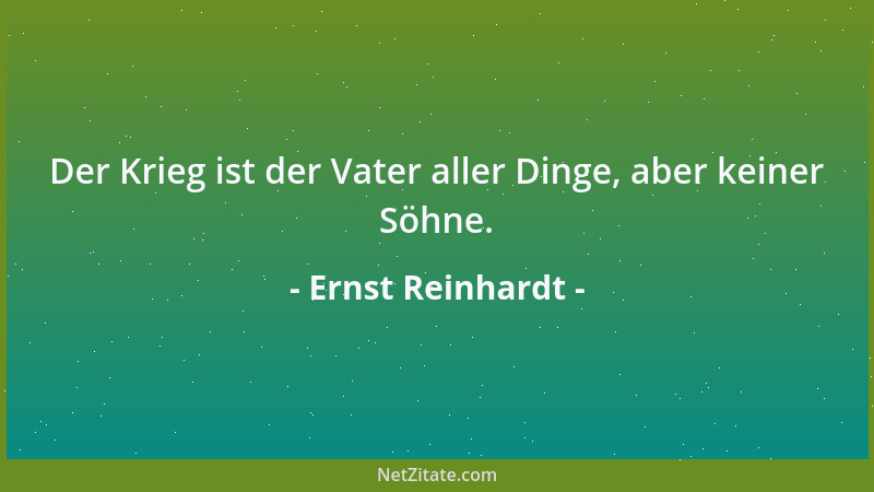 Ernst Reinhardt - Der Krieg ist der Vater aller Dinge, aber keiner Söhne....
