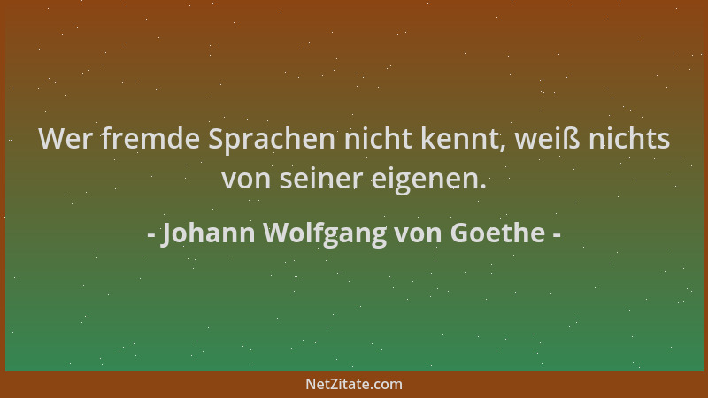 Johann Wolfgang von Goethe - Wer fremde Sprachen nicht kennt, weiß nichts von seiner eigenen....