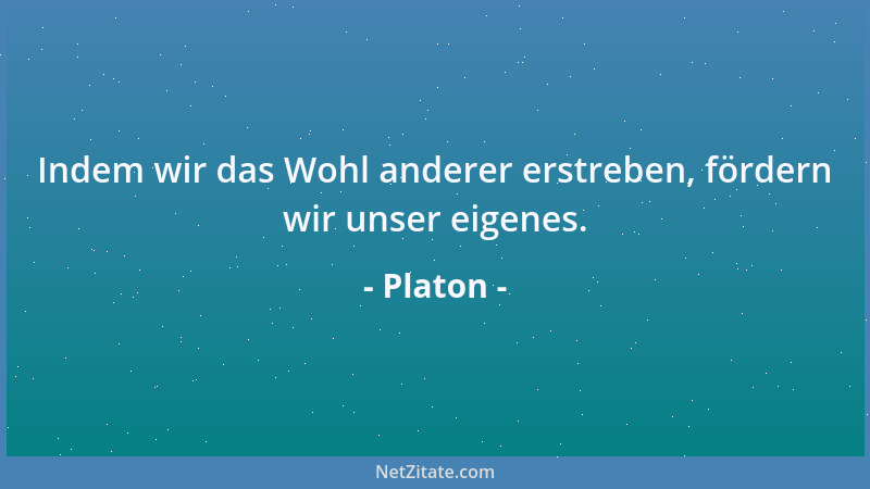 Platon - Indem wir das Wohl anderer erstreben, fördern wir unser eigenes....