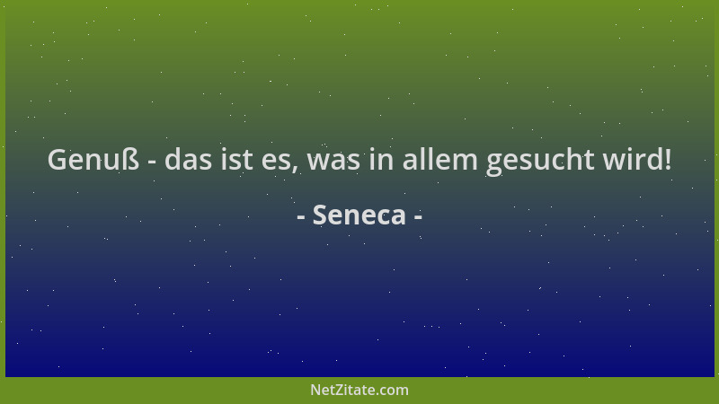 Seneca - Genuß - das ist es, was in allem gesucht wird!...