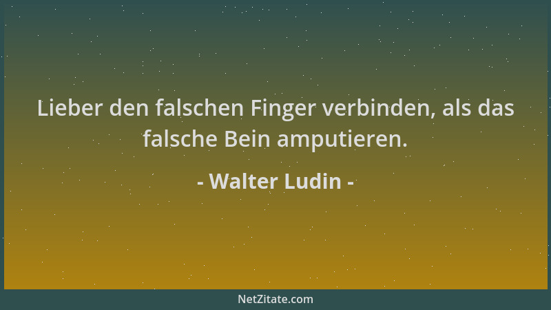 Walter Ludin - Lieber den falschen Finger verbinden, als das falsche Bein amputieren....