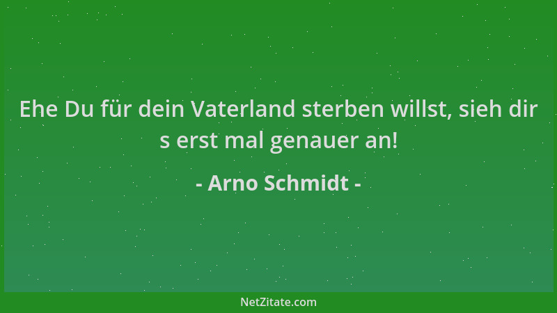 Arno Schmidt - Ehe Du für dein Vaterland sterben willst, sieh dir s erst mal genauer an!...