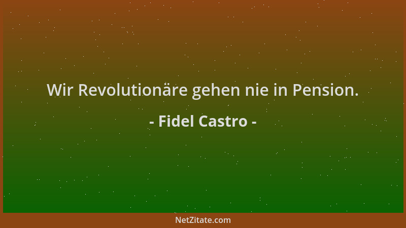 Fidel Castro - Wir Revolutionäre gehen nie in Pension....