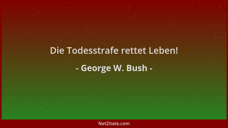 George W. Bush - Die Todesstrafe rettet Leben!...