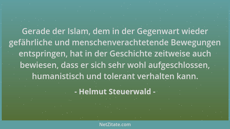 Helmut Steuerwald - Gerade der Islam, dem in der Gegenwart wieder gefährliche und menschenverachtetende Bewegungen entsprin...