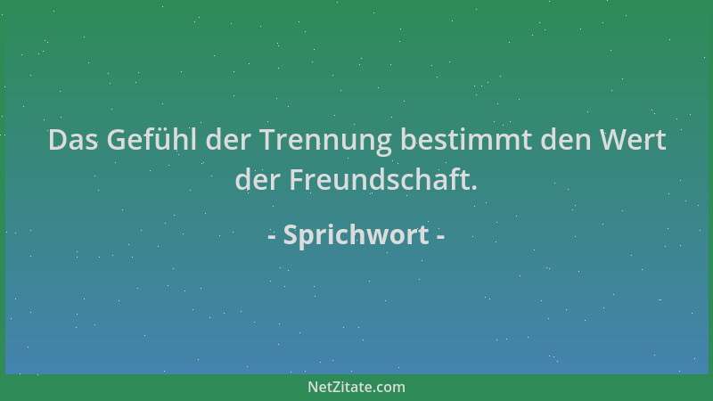 Sprichwort - Das Gefühl der Trennung bestimmt den Wert der Freundschaft....