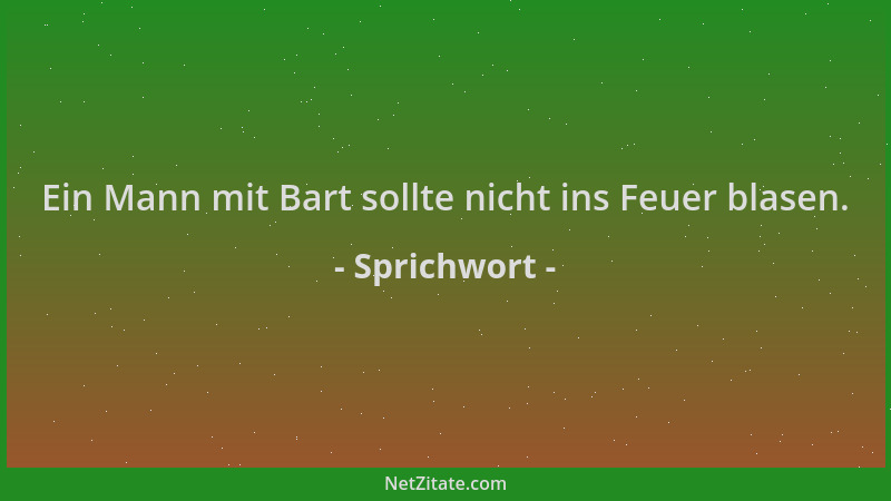 Sprichwort - Ein Mann mit Bart sollte nicht ins Feuer blasen....