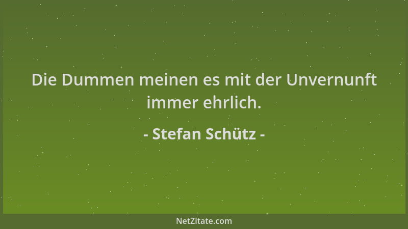 Stefan Schütz - Die Dummen meinen es mit der Unvernunft immer ehrlich....
