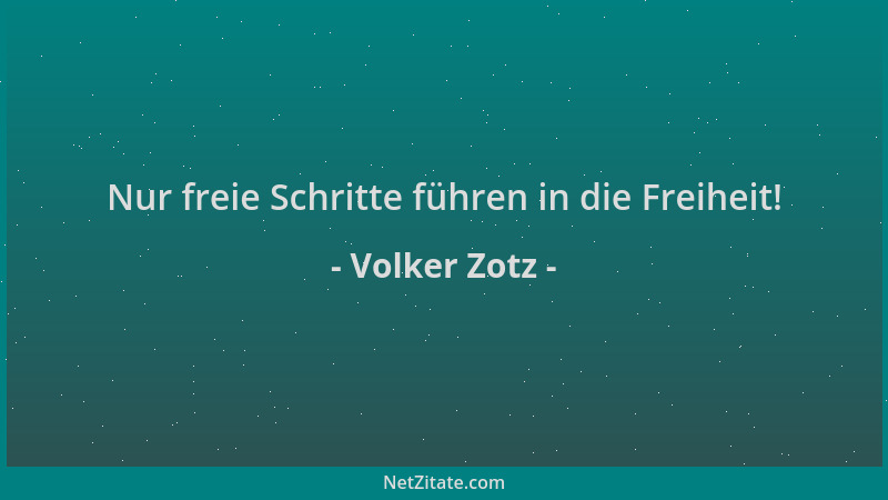 Volker Zotz - Nur freie Schritte führen in die Freiheit!...