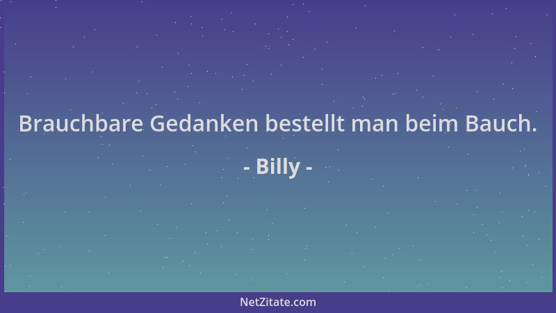 Billy - Brauchbare Gedanken bestellt man beim Bauch....