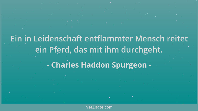 Charles Haddon Spurgeon - Ein in Leidenschaft entflammter Mensch reitet ein Pferd, das mit ihm durchgeht....