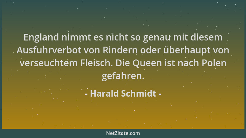 Harald Schmidt - England nimmt es nicht so genau mit diesem Ausfuhrverbot von Rindern oder überhaupt von verseuchtem Fleisc...